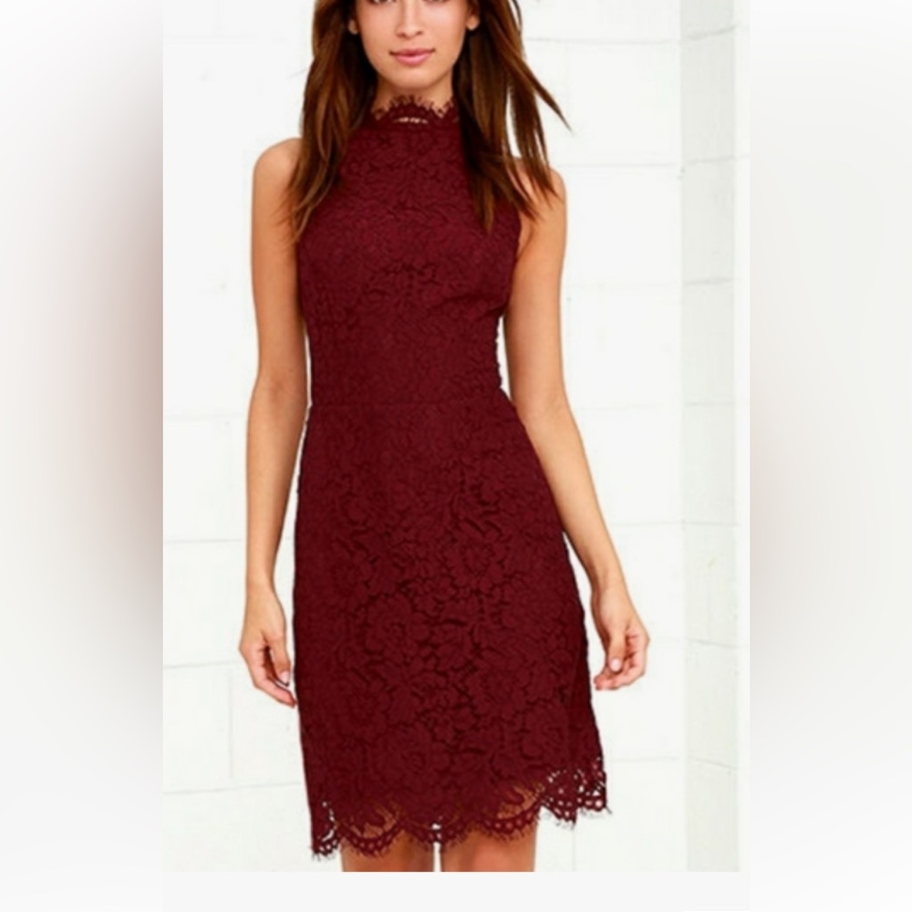 BB Dakota Crimson Lace Backless Dress